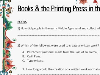 Books and the Printing Press- Medieval History