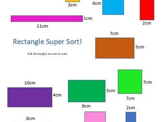 Rectangle Perimeter Sort - Worksheet and Individual JPEG files for Teacher Whiteboard Use