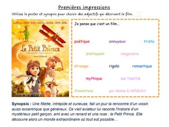Le Petit Prince Film Study Workbook 4-5 Lessons