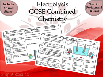 Electrolysis - GCSE Chemistry Worksheets