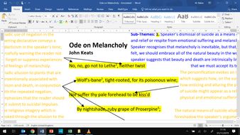 Ode on Melancholy - Fully Annotated Poem CIE | Teaching Resources