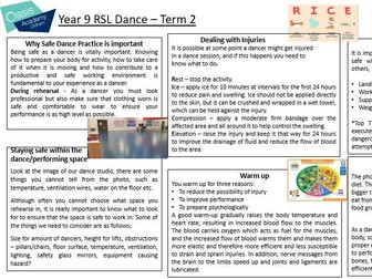 Dance Knowledge Organiser - Safe Dance Practice