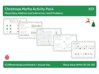 Christmas Maths Year 1 | Missing Numbers, Addition, Subtraction & Word Problems to 100 | KS1
