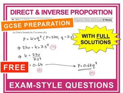 GCSE 9-1 Exam Question Practice (Direct + Inverse Proportion)