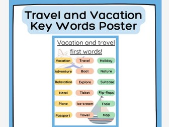 Vacation Themed First Words Poster