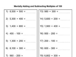 Menatally adding and Subtracting Multiples of 10 and 100 | Teaching