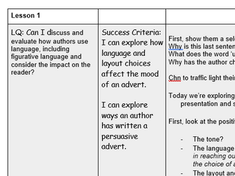 Reading lesson - discuss and evaluate author's use of language and impact on the reader