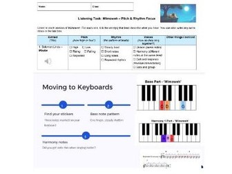 Interview lesson Year 7: Singing, keyboards, listening BUNDLE