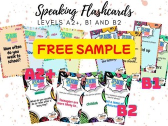 60 English Speaking Flashcards FREE SAMPLE (Levels A2+, B1, B2) | Printable PDF & Digital