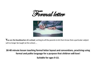 Formal letter writing task and guide