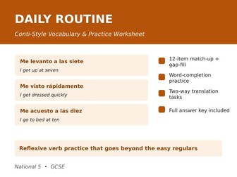 Daily Routine - Conti-Style Vocabulary & Practice Worksheet