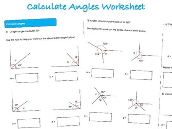 Shape Worksheet - Calculate Angles