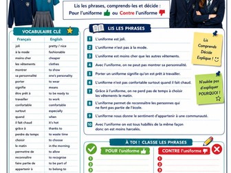 PEARSON EDEXCEL GCSE FRENCH: C'EST INJUSTE (SCHOOL UNIFORM PAGES 62-63)