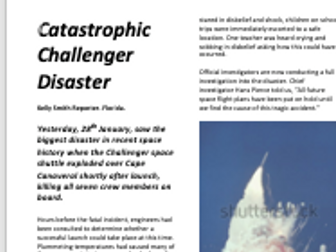 Challenger Disaster Newspaper Article/Report example