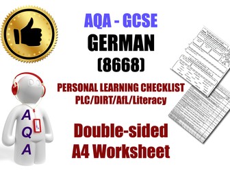 AQA-GCSE German Personal Learning Checklist (PLC) [Revision, DIRT, Exam Prep] Essential Download