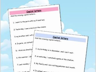 Adding Capital Letters - Two Simple Sentences