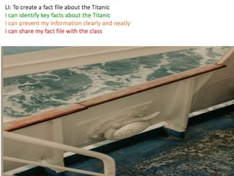 KS1 Titanic fact file template