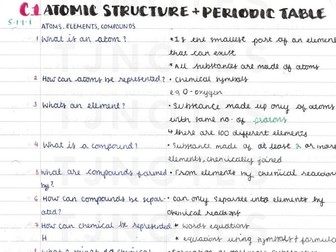 Grade 9 Atomic structure Chemistry Paper 1 Combined Science Higher AQA Specification notes