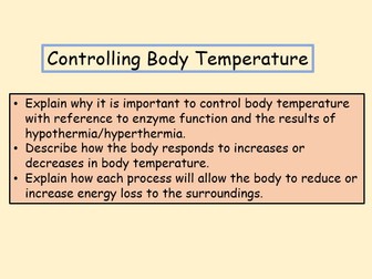 Controlling Body Temperature Separate Biology