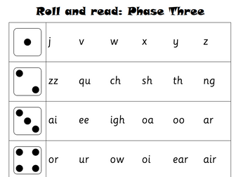 Roll and Read Phase Three Sounds