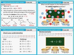 Negative numbers (adding and subtracting) complete lesson. | Teaching