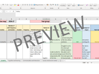 Provision Map Spreadsheet / SEND Intervention tracking