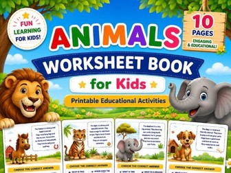 Animals Worksheet Book for Kids Ages 4–8