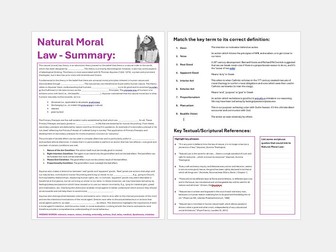 Natural Moral Law Summary Worksheet