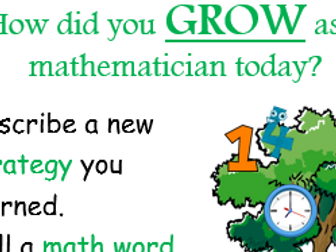 'How did you GROW as a mathematician?' display poster for maths plenaries.