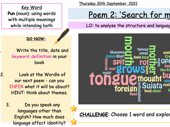 Search for my Tongue - Poetry Analysis Lesson