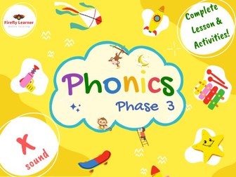 Phonics Phase 3 Complete Lesson + Activities - Letter X x