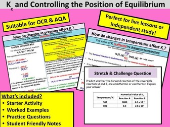 Controlling The Position of Equilibrium (Kc)