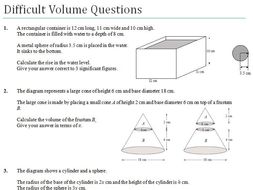 exam questions math fe Teaching by ukmaths GCSE  Difficult  Worksheet Volume