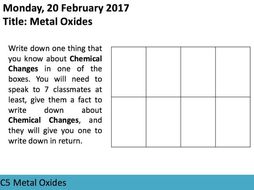 AQA GCSE C5 L1 Metal Oxides Lesson
