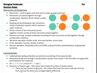 AQA A-level Biology Biological Molecules