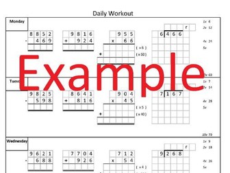 Four Operations Daily Workout (Addition, Subtraction, Multiplication & Division)