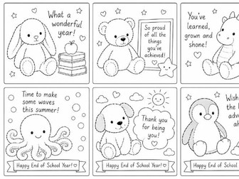 JellyCat inspired End of Year Colouring Activity Sheets x6