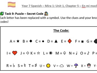 Year 7 Spanish Worksheet – Mira 1 Unit 1, Chapter 5: En mi mochila