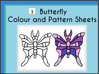 Butterfly Colour and Pattern Worksheets