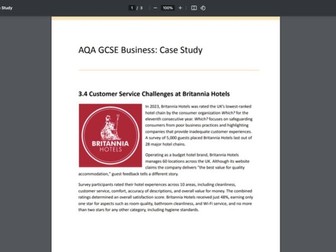 AQA GCSE Unit 3 Business: Case Study Activity