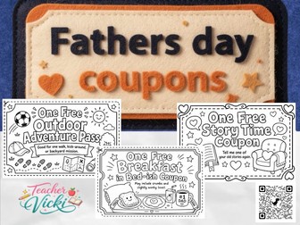 Father’s Day Coupon Book | Printable Dad Gift | Colouring Craft Activity