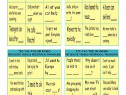 Reflexive and Reciprocal Pronouns Tic-Tac-Toe or Bingo