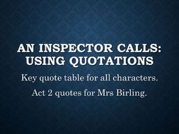 An Inspector Calls: Using quotations | Teaching Resources