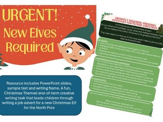 KS2 Christmas Creative Writing Fun Task Persuasive Job Advert for a New Elf