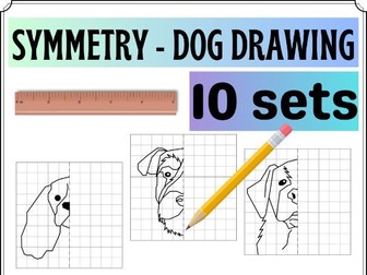 SYMMETRY Dog DRAWING for fun - using a RULER