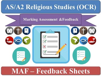 Feedback Sheets OCR KS5 Religious Studies AS A2 Exam Essay Review & Feedback Sheets With Target Setting and Correction Tick-Boxes [with FREE bonus resource!]