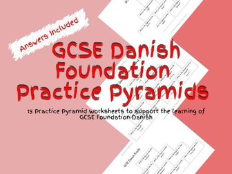 15 GCSE Foundation Level Danish Practice Pyramid Worksheets PDF