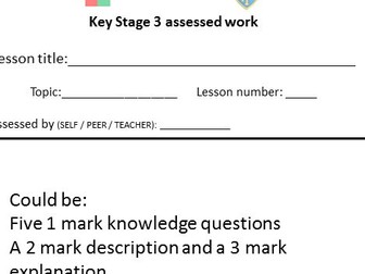 KS3 and KS4 generic assessment template