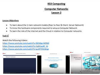 KS3 Computer Networks (3 independent lessons for home learning/cover)