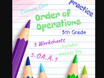Order of Operations, 5th Grade Math Skills, Common Core 5.OA.A.1